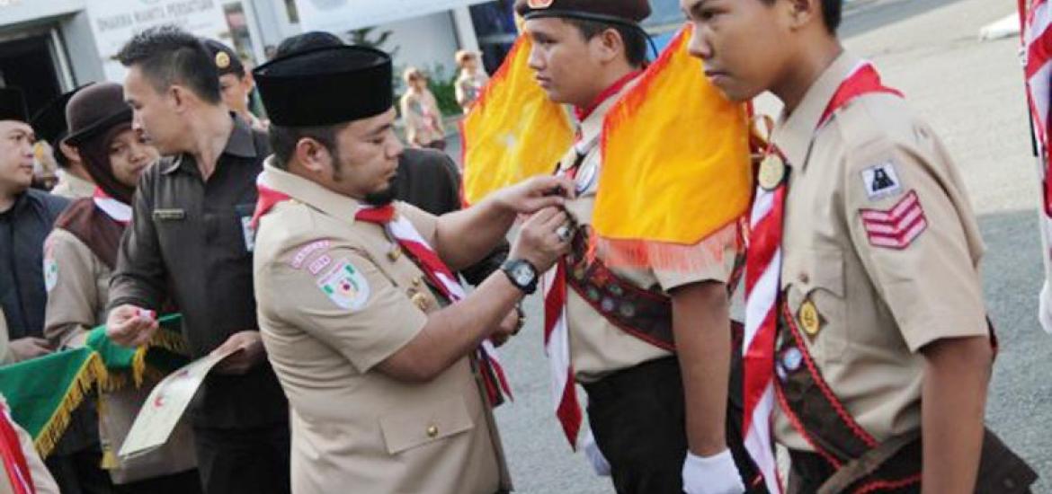Apel besar peringatan Hari Pramuka ke 55 di halaman Kantor Walikota, Selasa (30/08/2016)
