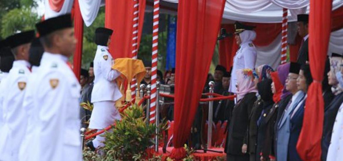 Upacara peringatan HUT RI ke 72 di halaman Kantor Walikota Bengkulu, Bentiring, Kamis pagi (17/8/2017)