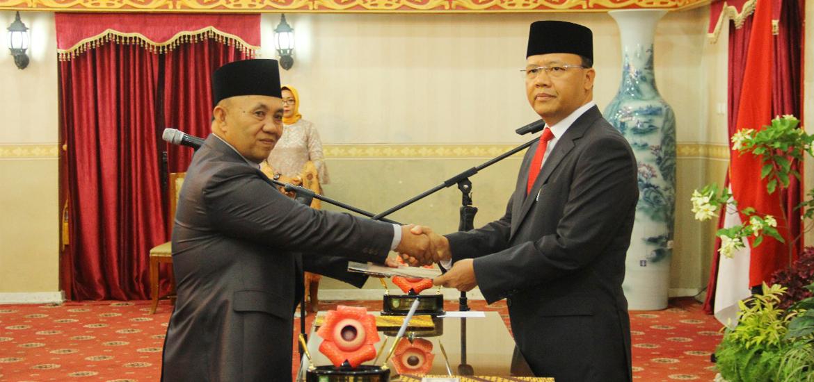 Plt Gubernur Bengkulu Rohidin Mersyah melantik Nopian Andusti sebagai Sekretaris Daerah (Sekda) Provinsi Bengkulu
