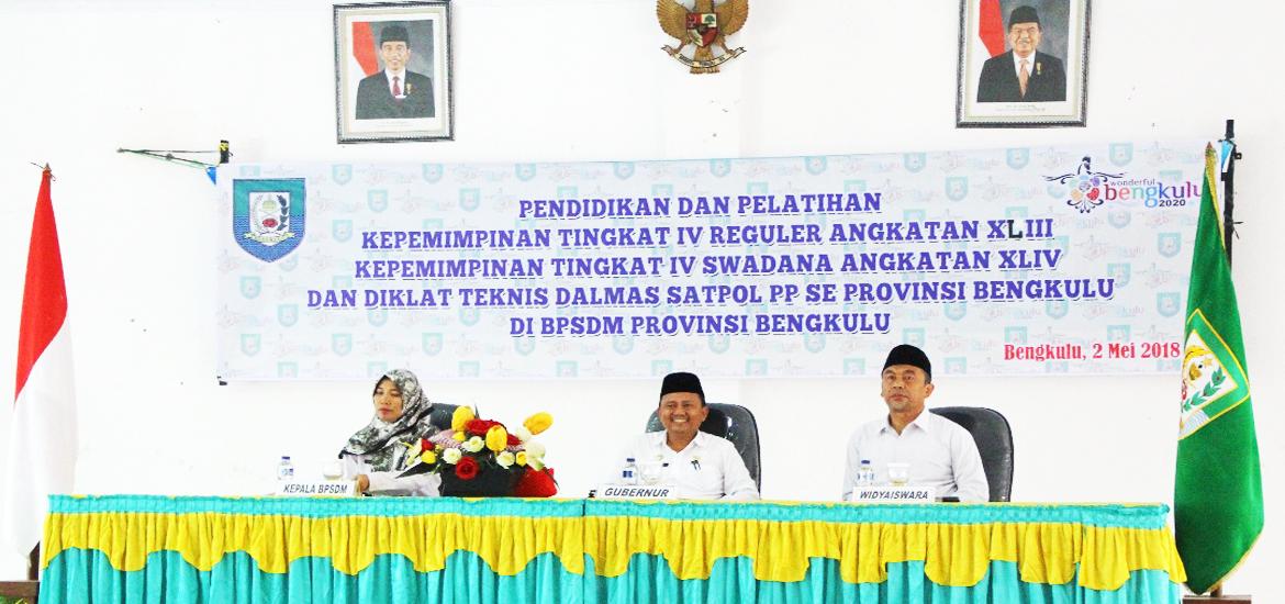 BPSDM Provinsi Bengkulu menggelar Diklat Kepemimpnan Tingkat IV dan Diklat Teknis Dalmas Satpol PP Tahun 2018