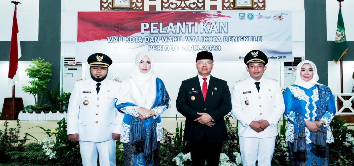 Walikota dan Wakil Walikota Bengkulu Periode 2018- 2023 bersama Plt Gubernur Bengkulu Rohidin Mersyah
