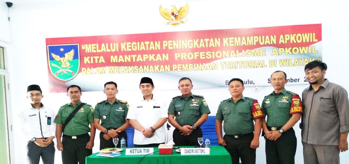 Kodim 0407/Bengkulu menggelar Pembinaan Aparat Komando Kewilayahan (Apkowil) dalam melaksanakan pembinaan teritorial wilayah