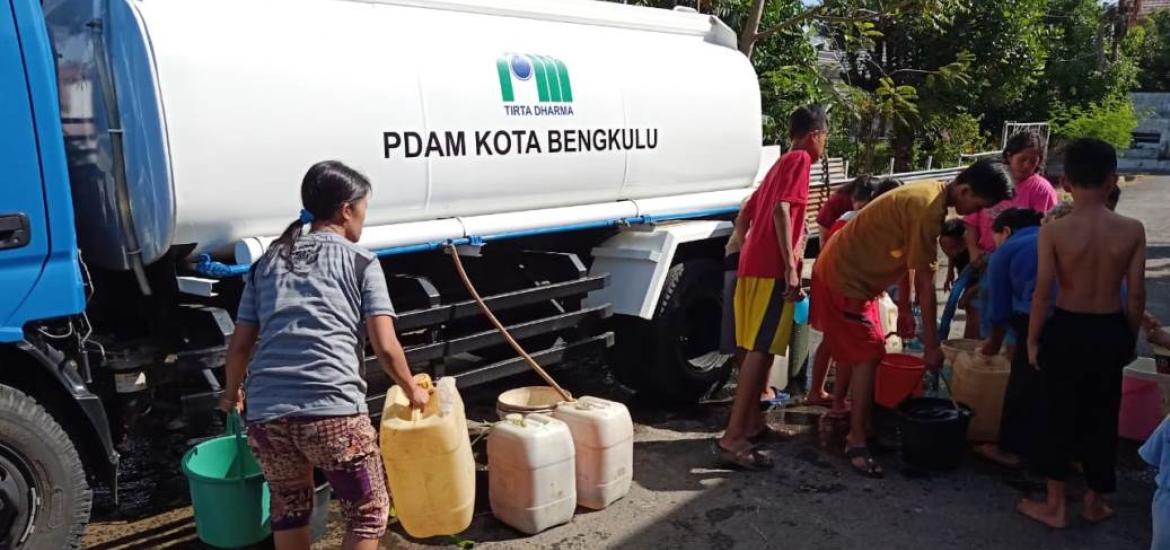 Tangki PDAM Kota Bengkulu Salurkan Air Bersih Foto/dok AA 