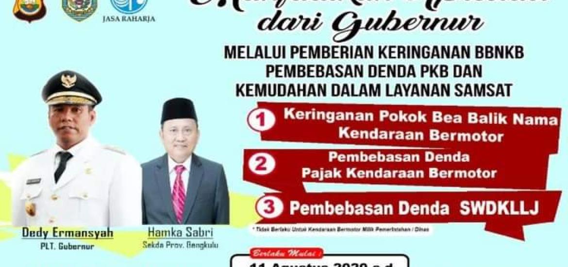 Pemprov Bengkulu Bebaskan Denda Pajak Kendaraan Bermotor