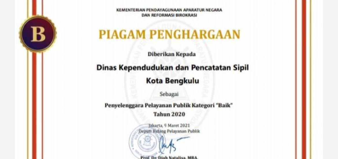 Penghargaan Pelayanan Publik Kategori Baik dari Kemenpan RB