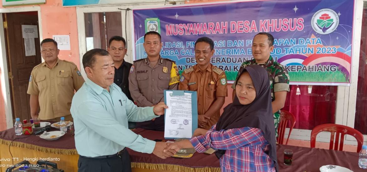 Pemdes Peraduan Binjai Tetapkan 24 KK Penerima BLT-DD 2023