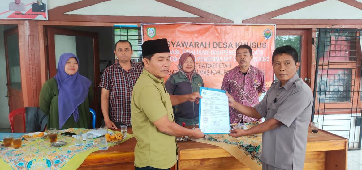Pemdes Daspetah Tetapkan 33 KK Penerima BLT-DD 2023
