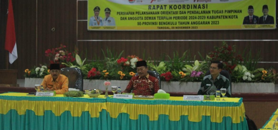 Rapat Koordinasi Persiapan Pelaksanaan Orientasi dan Pendalaman Tugas Pimpinan Anggota Dewan Periode 2024-2029 Kabupaten/Kota se Provinsi Bengkulu