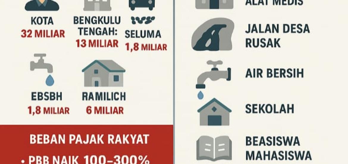 APBD Bengkulu Tahun 2026 di Ambang Jurang Fiskal: Hidu Rakyat Dibebani Pajak, Elit Menumpuk Kekayaan