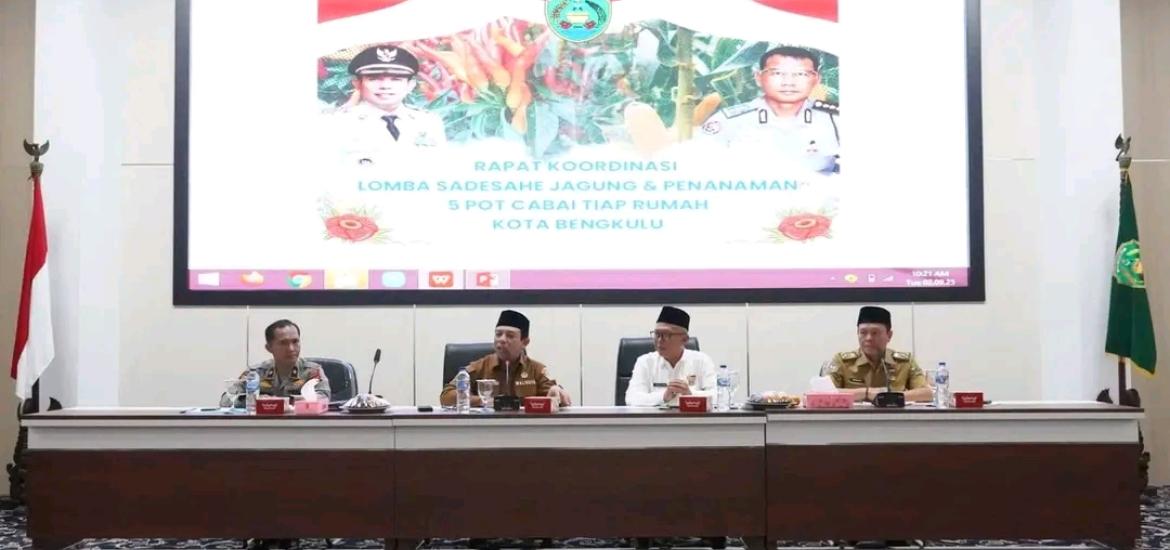 Walikota Bengkulu Dedy Wahyudi Pimpinan Rapat Koordinasi Program satu Desa Satu Hektar