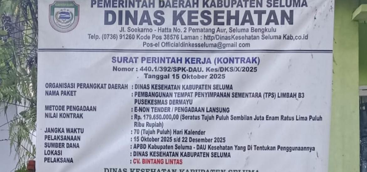 Diduga Tak Sesuai Spesifikasi dan RAB, Proyek TPS Limbah B3 Puskesmas Dermayu Disorot DPD GARIS Bengkulu