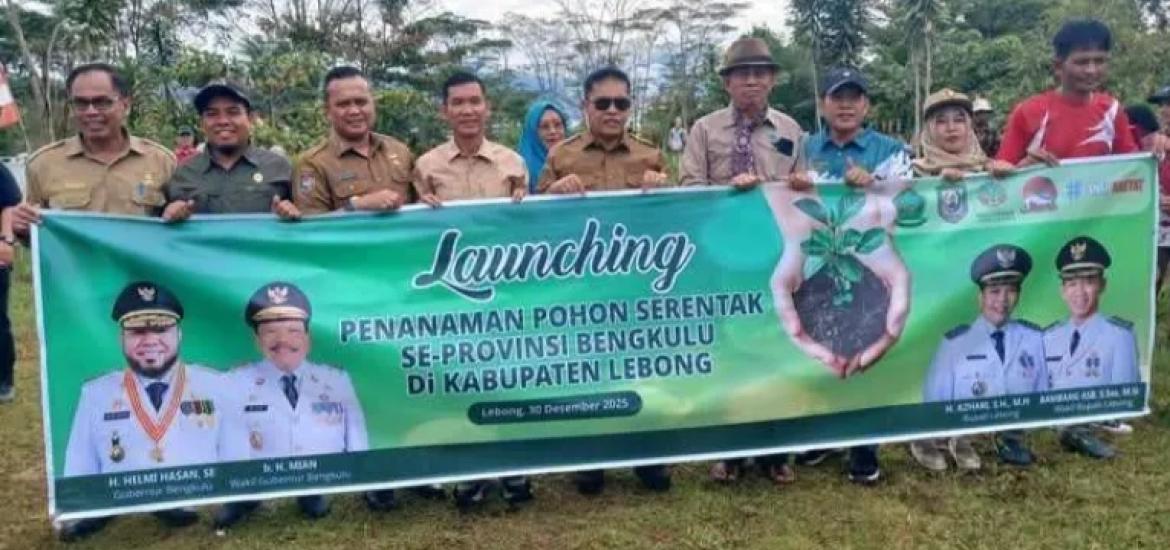 Pemkab Lebong Ikuti Launching Penanaman Pohon Serentak se-Provinsi Bengkulu