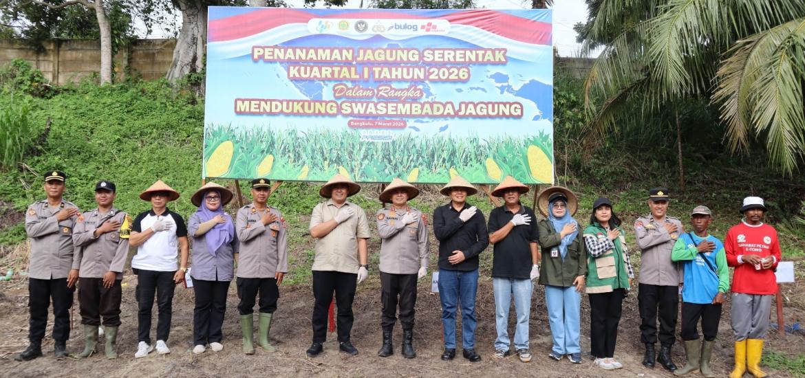 Polresta Bengkulu Tanam Jagung 1,15 Hektare dalam Program Nasional Ketahanan Pangan