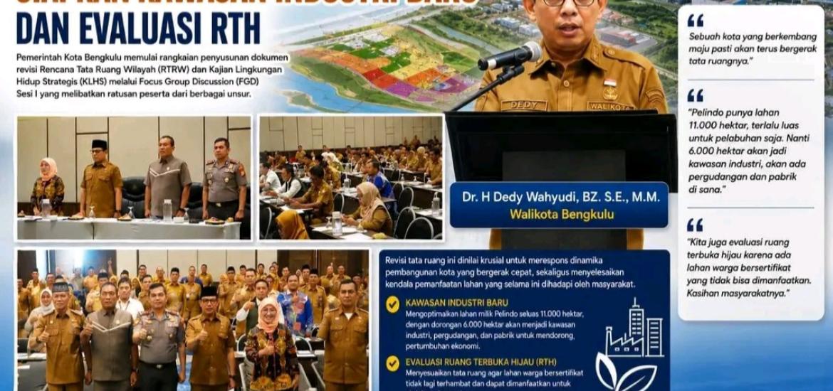 RTRW Bengkulu Dibedah, Pemkot Soroti Lahan Pelindo hingga Konflik Ruang Terbuka Hijau