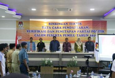 Bimbingan Teknis (Bimtek) tata cara pendaftaran, verifikasi dan penetapan partai politik calon peserta pemilu tahun 2019 tingkat Kota Bengkulu