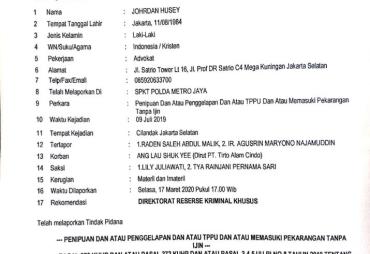Agusrin Dilaporkan ke Polda Metro Jaya Atas Dugaan Penipuan…