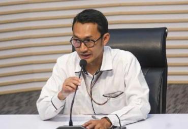 Juru Bicara KPK, Budi Prasetyo, di Gedung Merah Putih KPK.