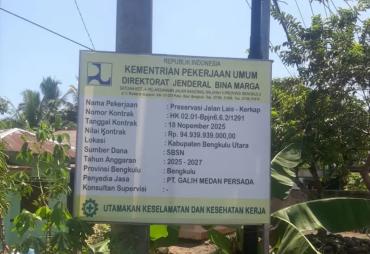 Proyek  Multi years Jalan Kerkap–Lais Progres Capai 19,06…